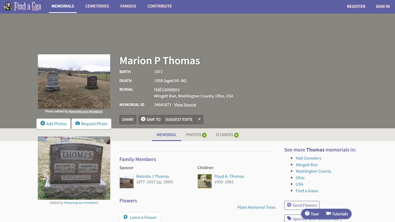 Marion P Thomas (1872-1958) - Find a Grave Memorial